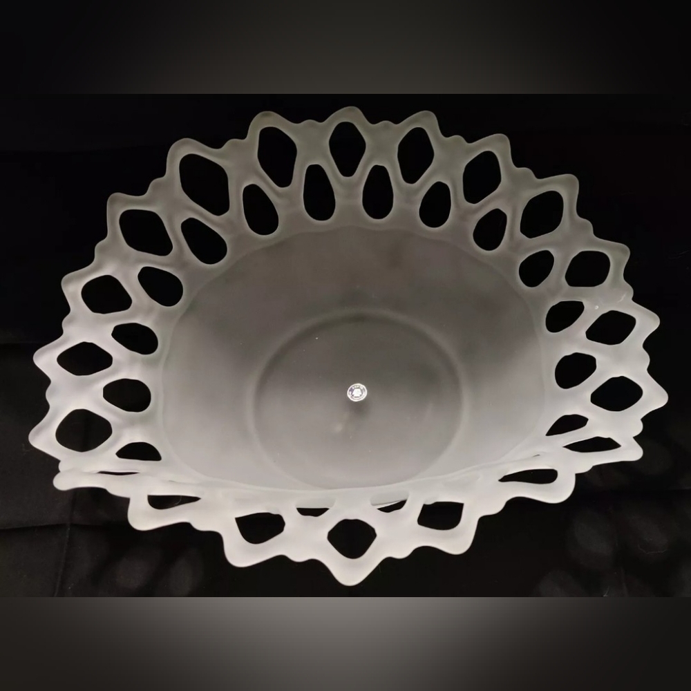Westmoreland Glass Lace Bowl And 2 Candle Holders.